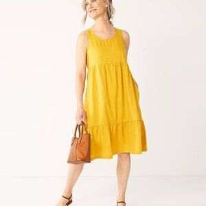 Croft & Barrow Dress Linen, Sleeveless in Spun Gold (Size 1XL)
